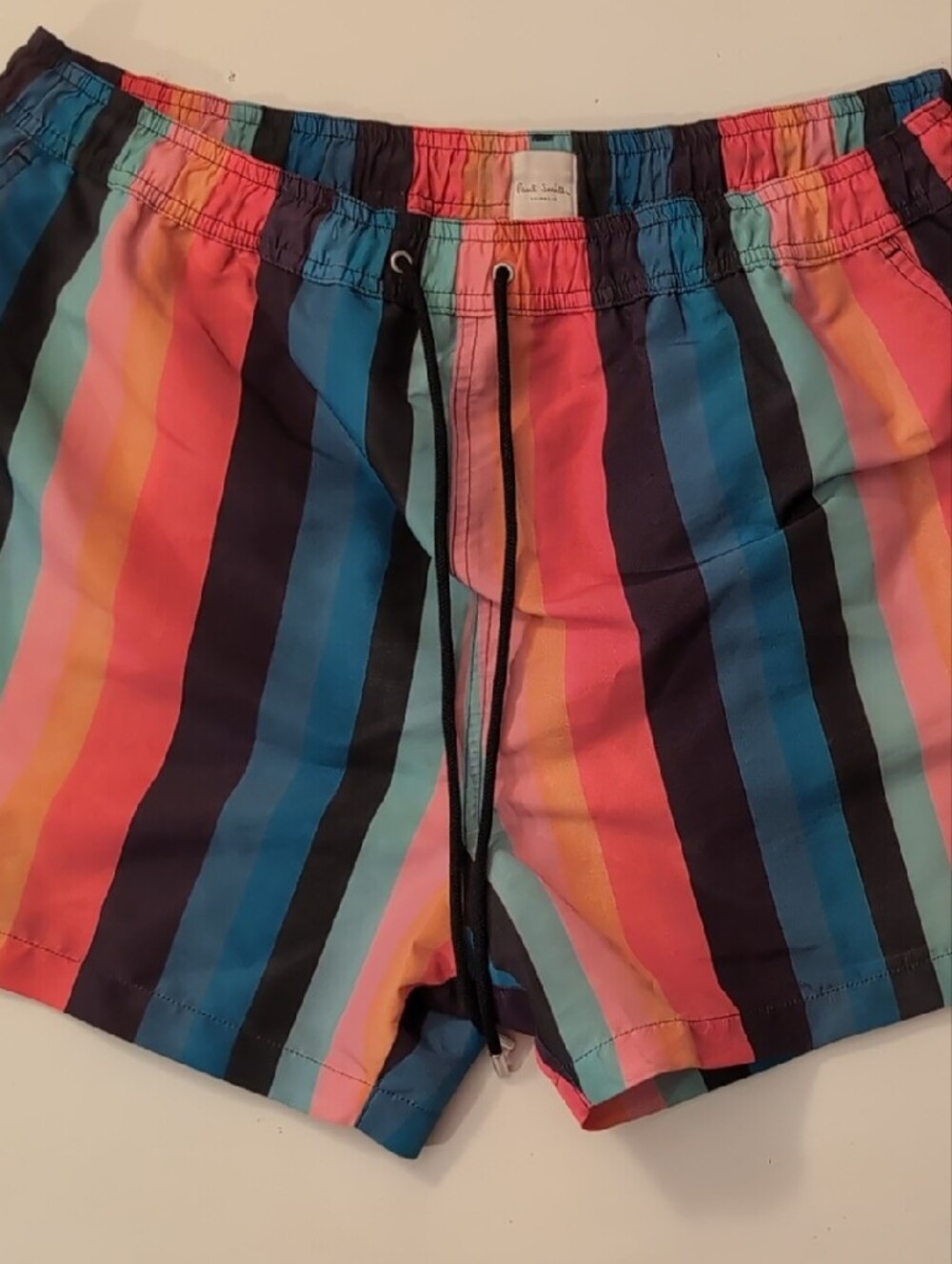 Paul Smith Men's Multi-Stripe Swim Trunks in Pink, Blue & Black